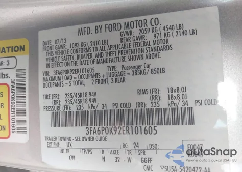 2014 Ford Fusion Titanium from USA, damaged, VIN 3FA6P0K92ER101605